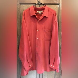 Tommy Bahama Men's Casual Red Button-Down Silk Shirt 3X